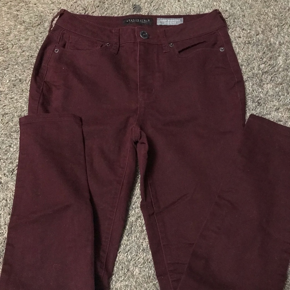 Aeropostale- High Waisted Burgundy Jeans